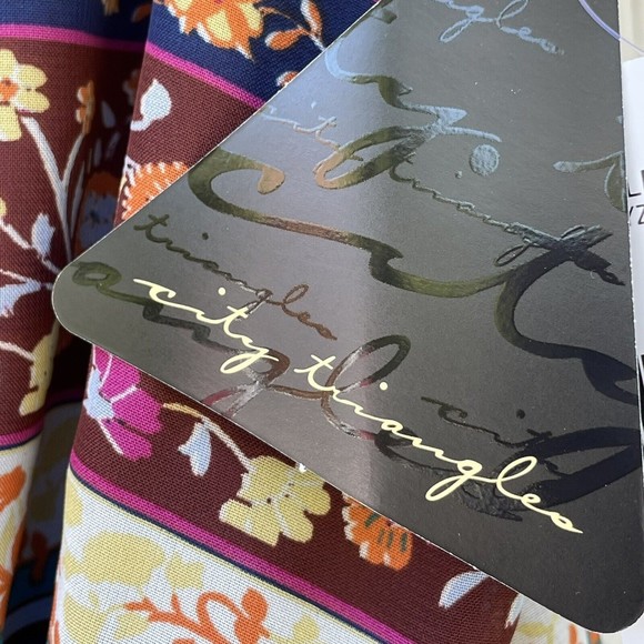 City Triangle Dress Women's Medium Flower Print Sheer with High Slits Maxi - New - Picture 7 of 12